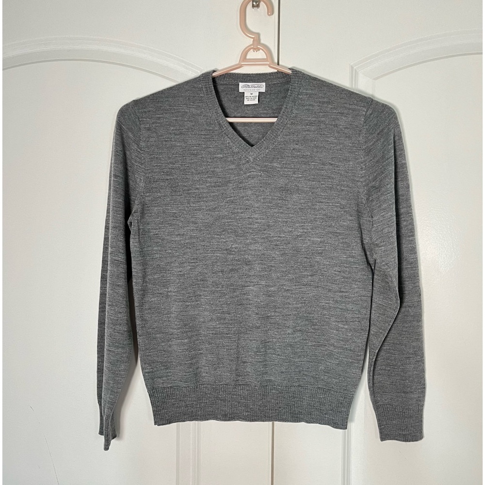 Piattelli Barneys New York mens gray 100% fine merino sweater size M